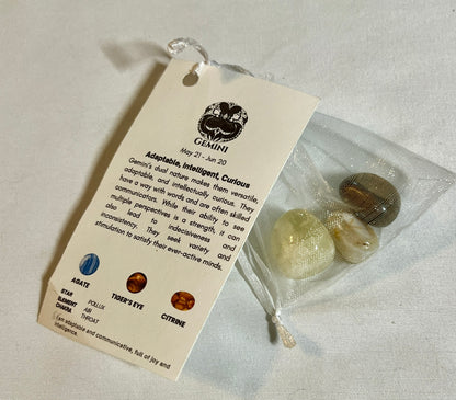 Crystal pouch for gemini, gemini crystals