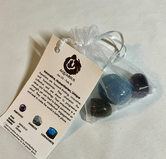 Crystal pouch for aquarius, aquarius crystals