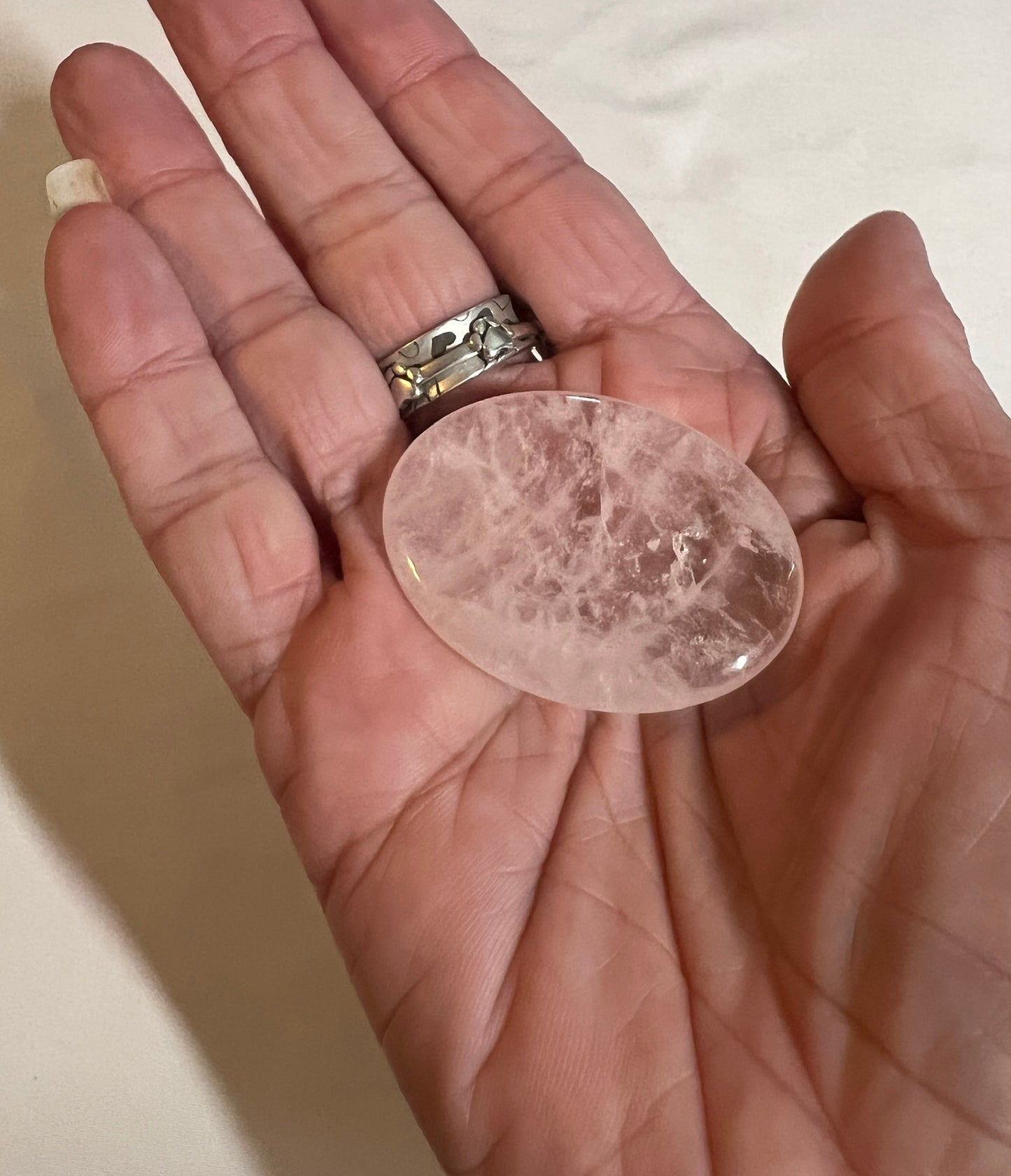 Rose quartz and amethyst worry stones