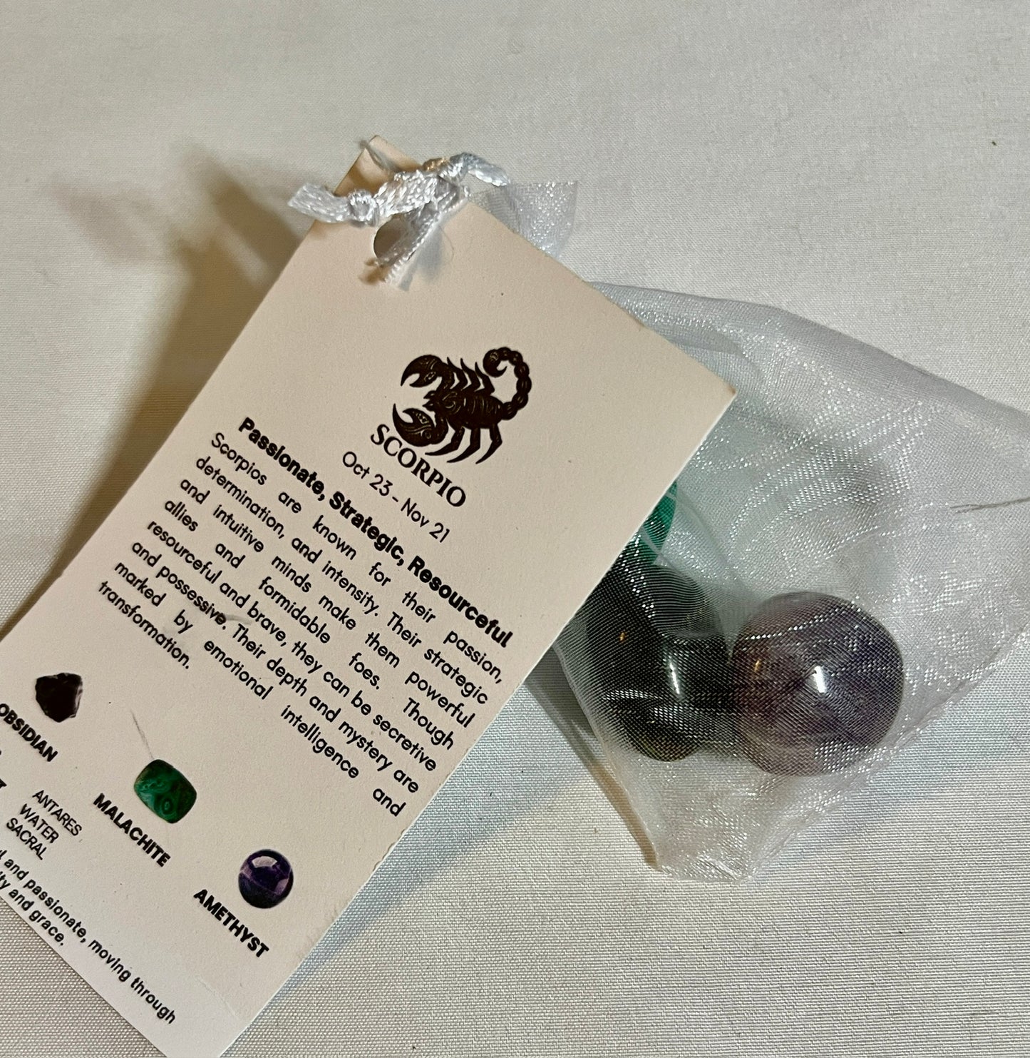 Crystal pouch for scorpio, scorpio crystals