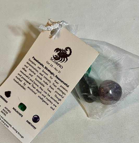Crystal pouch for scorpio, scorpio crystals