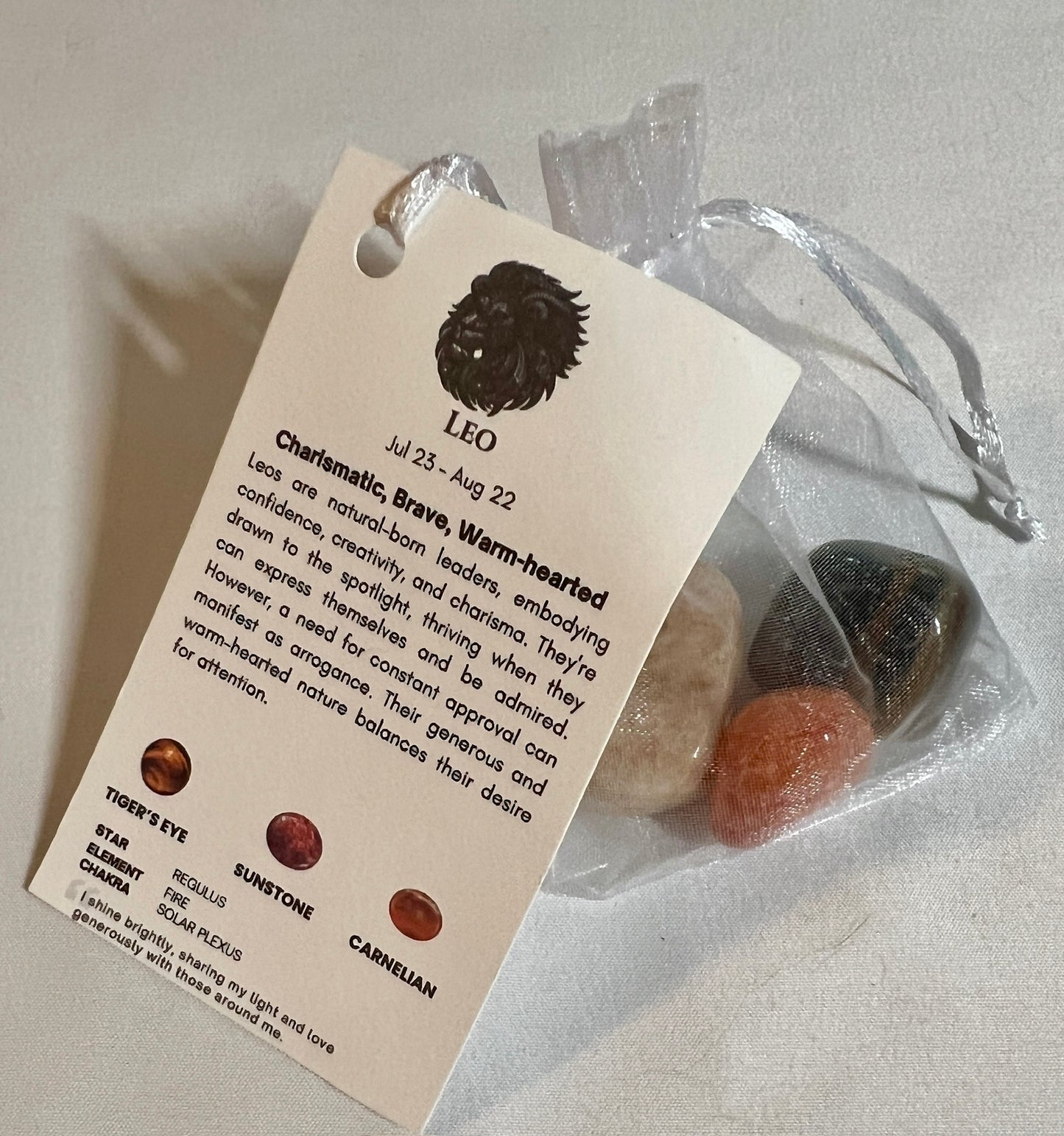 Crystal pouch for leo, leo crystals