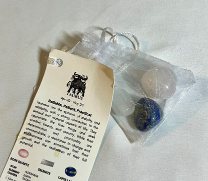 Crystal pouch for taurus, taurus crystals