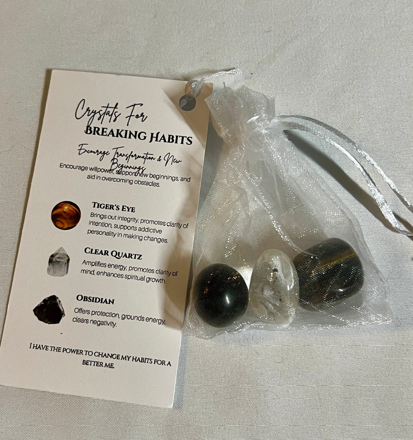 Crystal pouch for breaking habits