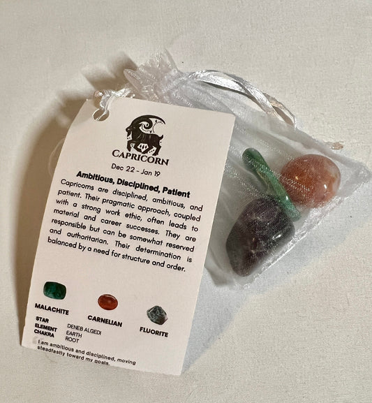 Crystal pouch for capricorn, capricorn crystals