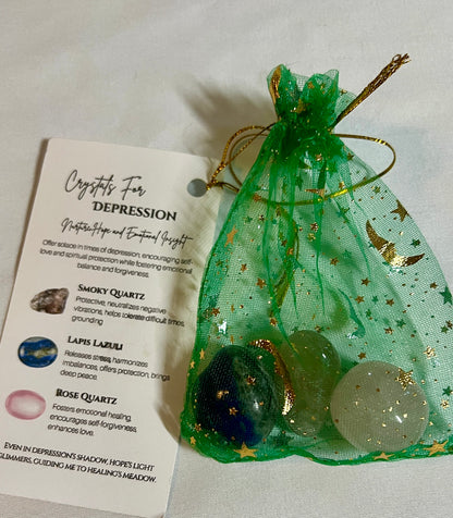 Crystal pouch for depression